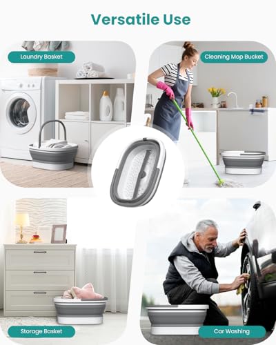 Nekteck Collapsible Foot Soaking Tub for Foot Bath Soak Foot Spa, Grey - color: Grey