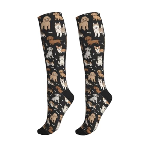 Compression Socks Knee High Support Stockings Women Men - color: Puppy Dog