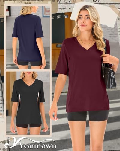 4 Pack Women Nursing Shirts Breastfeeding Tops - color: Burgundy, Navy Blue, White, Black, size: XX-Large