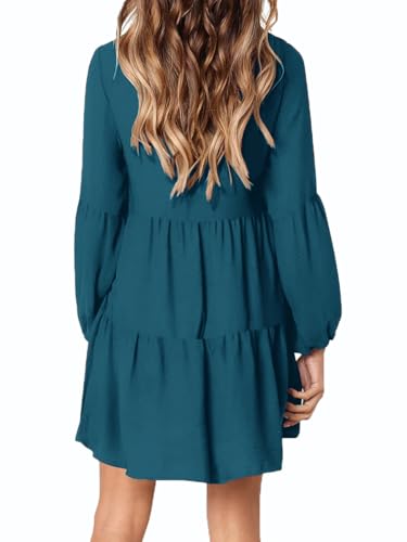 CzzzyL Women's Maternity Nursing Dress Ruffle Lantern Long Sleeve V Neck Breastfeeding with Pockets