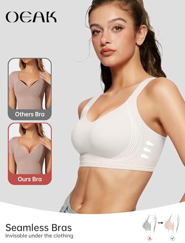 OEAK Women Jelly Bra Wireless Anti Sagging Full Coverage Bras - color: White, size: Large