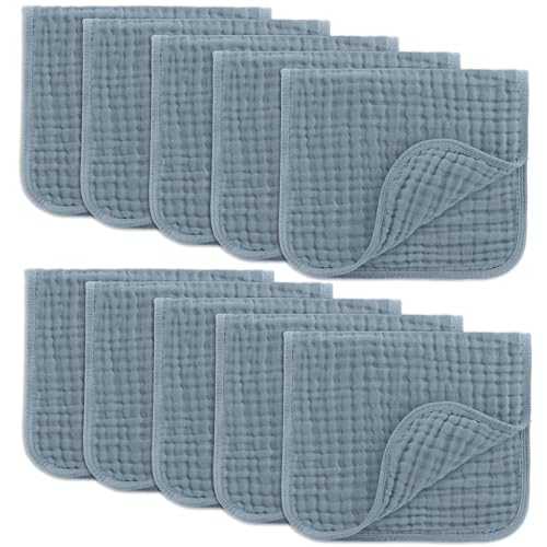 Muslin Nursing Cover and Burp Cloths 20" x 10", Pack of 10 Bundled by Comfy Cubs