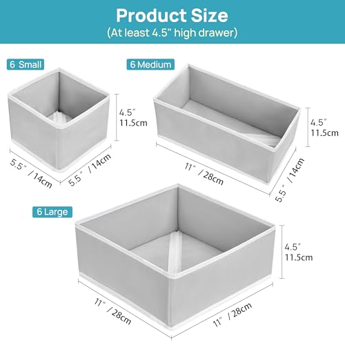 Vtopmart 18 Pack Baby Clothes Organizer, Foldable Fabric Drawer Bins - color: Grey