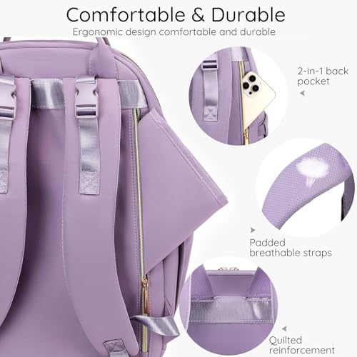AIJIEKE Diaper Bag Backpack, Large Multi-functional Diaper Backpack, Purple - color: Purple