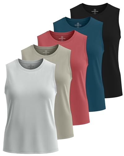 5 Pack Women's Dry Fit Tank Tops Muscle Sleeveless Workout Athletic Gym - color: Set 3, size: X-Small