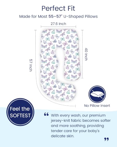 TotAha Soft Pregnancy Pillow Cover Compatible with Momcozy Body Pillow - color: Purple Butterfly