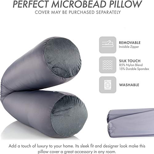 Microbead Body Pillow, Side Sleeping & Pregnancy, 48x8 in, Dark Grey - color: Dark Grey, size: Pillow & Cover