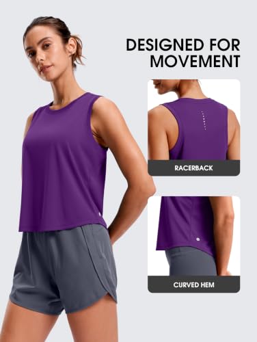 SANTINY Cropped Racerback Workout Tank Top - color: Dark Purple, size: Medium