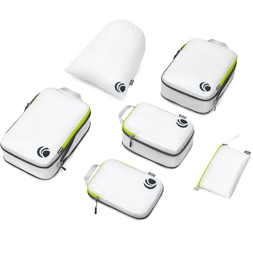 Cipway Compression Packing Cubes Set (White 6pcs) - color: White, size: 6PCS