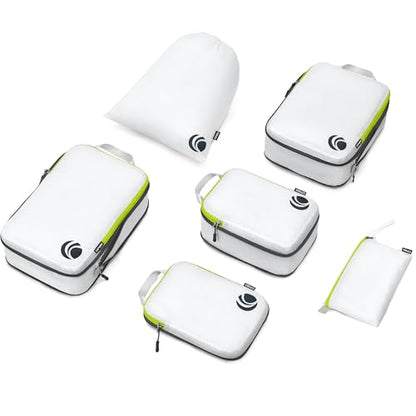 Cipway Compression Packing Cubes Set (White 6pcs) - color: White, size: 6PCS