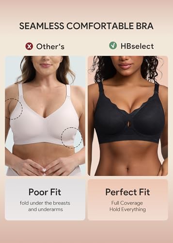 HBselect Nursing Bras for Breastfeeding 3 Pack Women Maternity Jelly Bras - color: 3pack(black/Grey Blue/Purplebean), size: X-Large