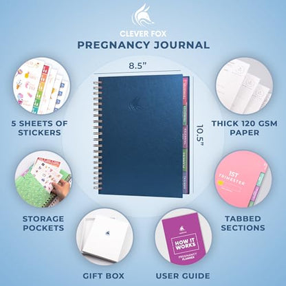 Clever Fox Pregnancy Journal, Expecting First Time Mom Planner Mystic Blue - color: Mystic Blue, size: 9" x 10.5" Regular Edition