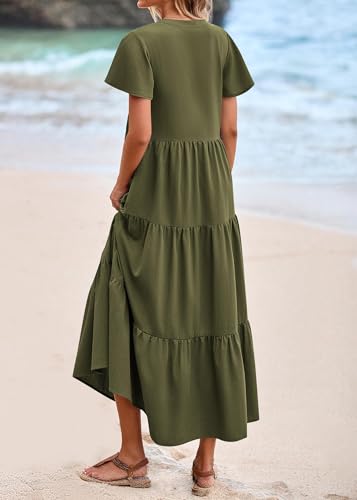 KIRUNDO Summer Maxi Dresses for Women 2026 - color: Army Green, size: Medium