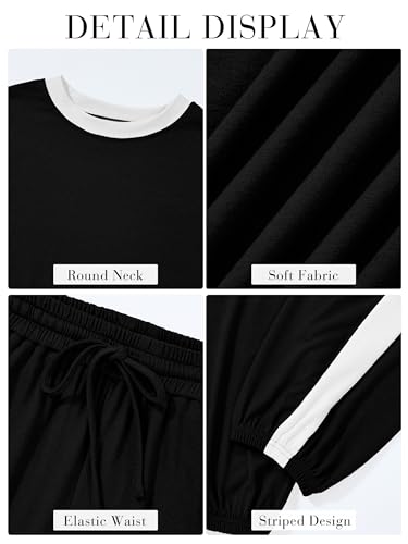 MASCOMODA Womens 2 Piece Outfits Summer Matching Lounge Sets Jogger Set - color: Black, size: Small