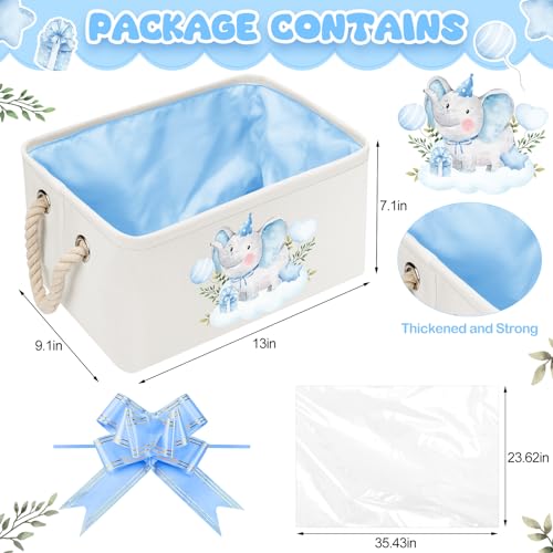 Pickmesh Baby Shower Storage Basket with Gift Bags, Blue Elephant - style: Blue Elephant