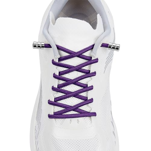 Elastic No Tie Shoelaces For Kids & Adults Sneakers，One Size Fits All - color: 1 Pair Purple