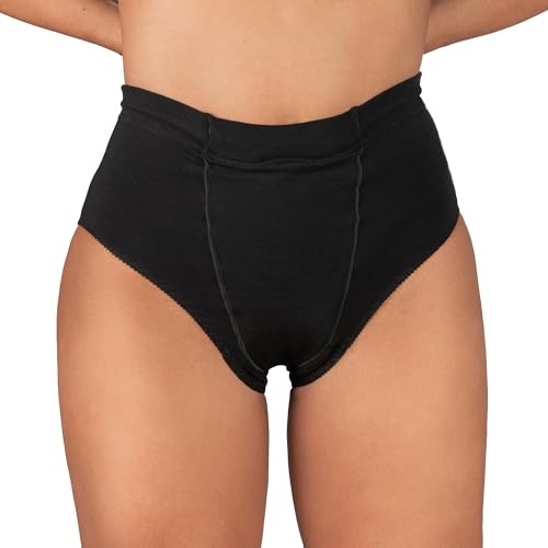 Underworks Vulvar Varicosity and Prolapse Support Brief with Groin Compression Bands and Hot/Cold Therapy Gel Pad - Black - 2x - color: Black, size: 2X