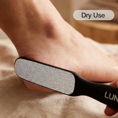 Double-Sided Nickel Foot File, Callus Remover Pedicure Exfoliator (Black) - color: Black