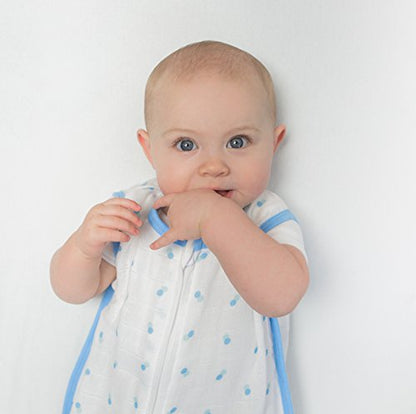 Amazing Baby Muslin Sleeping Sack - color: Blue Dots, size: Small (0-6 Month)