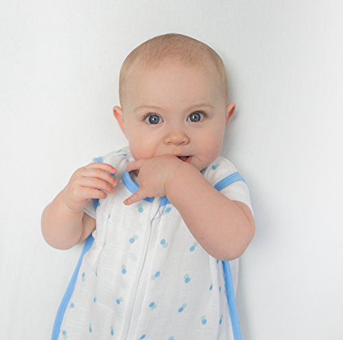 Amazing Baby Muslin Sleeping Sack - color: Blue Dots, size: Medium (6-12 Month)