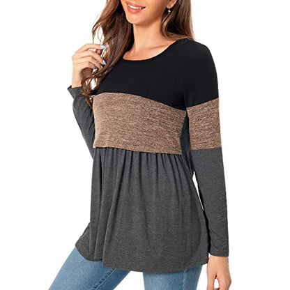 Bearsland Women’s Scoop Neck Nursing Top - color: Brown, size: Large