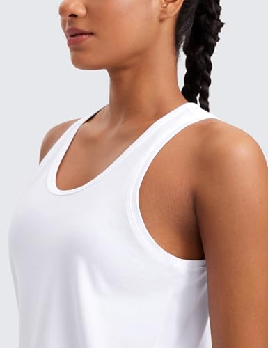CRZ YOGA Pima Cotton Scoop Neck Tank Top - color: White, size: Medium