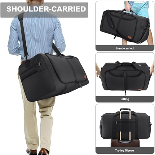 100L Duffle Bag for Travel, Extra Large Foldable Waterproof Duffel Bag - color: Black, size: 100L