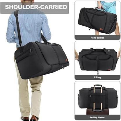 100L Duffle Bag for Travel, Extra Large Foldable Waterproof Duffel Bag - color: Black, size: 100L