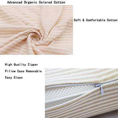 Inflatable Pillow Cushions, Height Adjustable Neck Cervical Head Support, Soft Portable Pillow with Pump for Car, Home, Office, Travel, Camping, Pillow Case Removable (Brown)