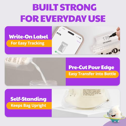 Breast Milk Storage Bags Freezer BPA-Free, 100ct 6 oz