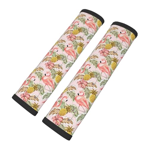 Tropical Pink Flamingo Pineapple 2PCS Car Seat Belt Cover Pad,Comfortable Soft Seatbelt Shoulder & Neck Protection Cushion, Car Accessories Interior,Cars Seat Strap Pads Decor for Cars Trucks Backpack - color: Flamingo Pineapple