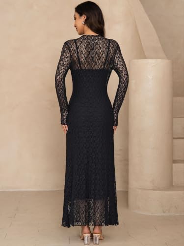Maternity Dress Set Bodycon Lace Overlay & Inner Slip - color: Black, size: Small