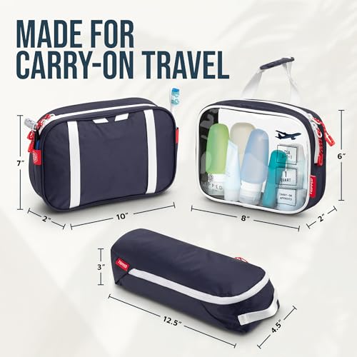 TRIPPED Travel Gear 3-Piece Travel Toiletry Bag Set - color: Navy