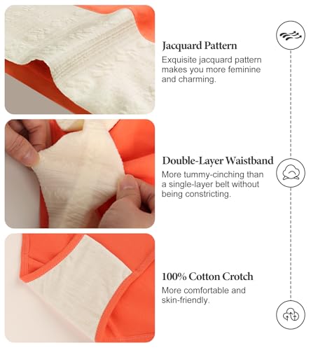 Women's Cotton Underwear High Waisted Tummy Control Panties 5 Pack - color: Multicolor, size: Medium