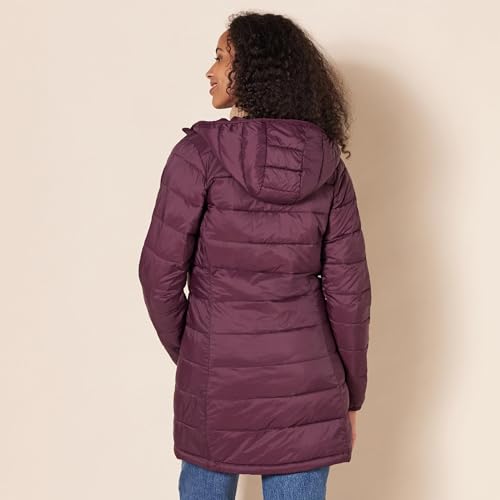 Amazon Essentials womens Lightweight Water-Resistant Packable Hooded Puffer Coat (Available in Plus Size) - color: Burgundy, size: Large