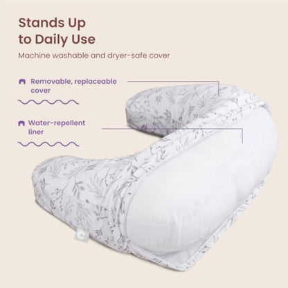 Boppy Nursing Pillow, Safe Ergonomic Breastfeeding & Baby Feeding Support - color: Gray Gentle Leaves