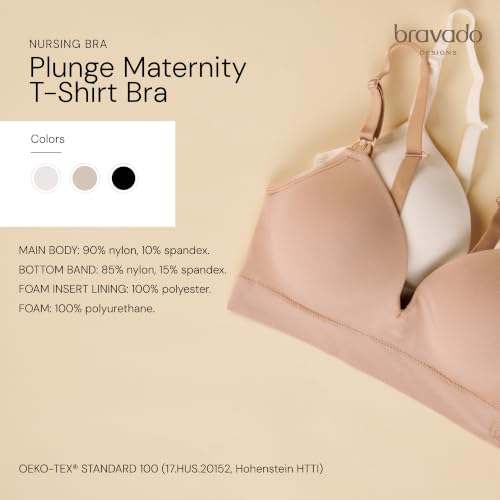 Bravado Designs Plunge T-Shirt Maternity & Nursing Bra - color: Cameo, size: Large