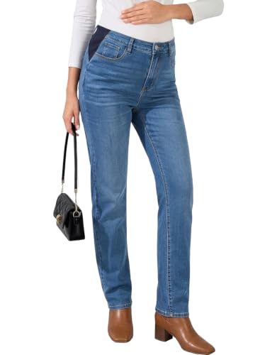 BLENCOT Womens Maternity Jeans Elastic Waist Stretch Pregnancy Denim Pants - color: Ashleigh Blue, size: Medium