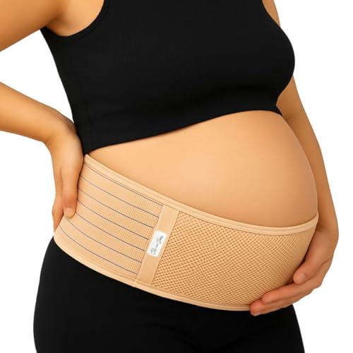 Jill & Joey Maternity Belt - Belly Band for Pregnant Women - Back Brace & Belly Support - Pregnancy Must-Have - Back Pain Relief (Beige, Medium) - color: Beige, size: Medium