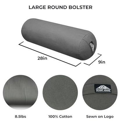 Mount Adams 24"x8" Round Yoga Bolster with Handles - color: Charcoal - 2 Pack