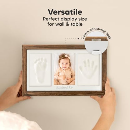 KeaBabies Baby Hand and Footprint Kit, Clay Keepsake Frame (Medium Oak) - color: Medium Oak, size: Duo Frame, 13" x 7.8"