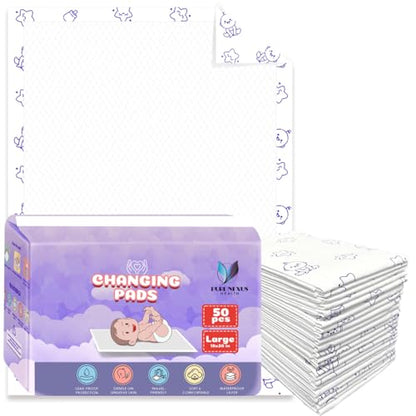 Disposable Baby Changing Pad Liners 18"x30" – 50 Pack, Soft, Waterproof & Ultra Absorbent for Mess-Free Diaper Changes - size: Large | 18" x 30" (50-Count)