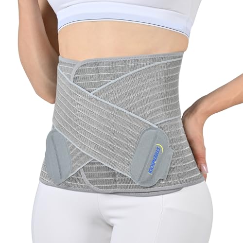 Abdominal Binder Post Surgery Postpartum Belly Band, C-section Belly Binder, Girdle for Postnatal, Adjustable Belly Wrap, Stomach Compression Hernia Belt For Men or Women After Pregnancy, Hysterectomy - color: GREY, size: Standard L/XL