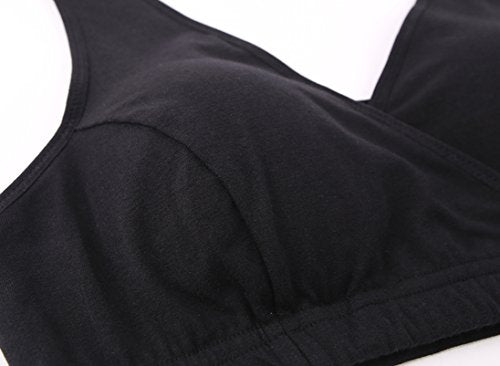 Women's Cotton Tank Sleep Bra for Maternity and Nursing - color: Black+white+olive, size: Large