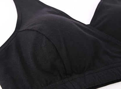 Women's Cotton Tank Sleep Bra for Maternity and Nursing - color: Black+white+olive, size: Large