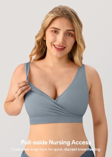 HBselect Maternity Nursing Sleep Bra for Breastfeeding Wireless Bralette - color: Black/Blue/Gray/White/Beige, size: Medium