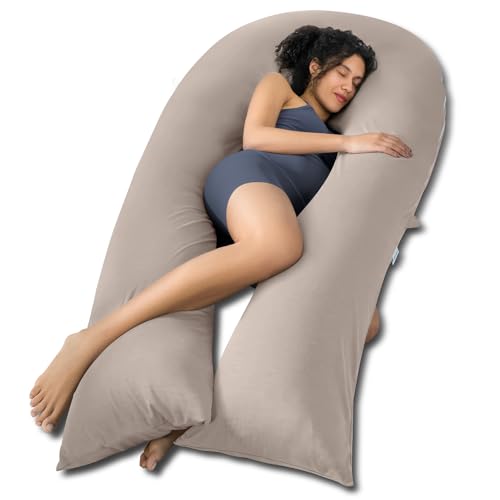 QUEEN ROSE 65 Inch Cooling U Shaped Pregnancy Pillow, Maternity Body Pillow - color: Nomad