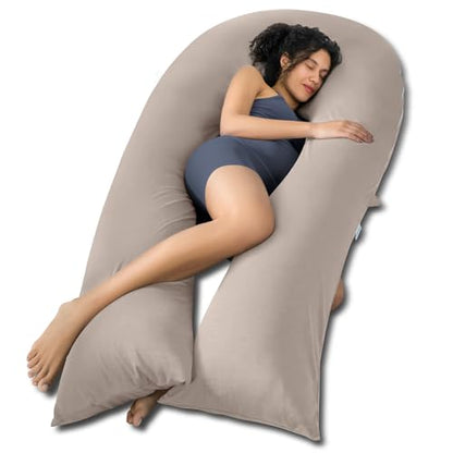 QUEEN ROSE 65 Inch Cooling U Shaped Pregnancy Pillow, Maternity Body Pillow - color: Nomad
