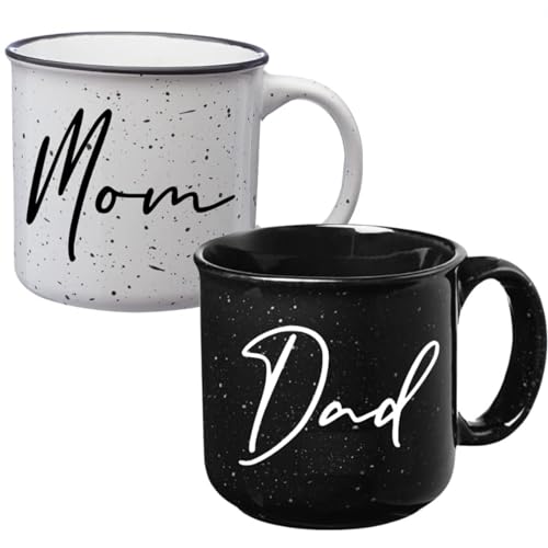 Mom Dad Campfire Mug Set - New Parents Couples Gifts - Pregnancy Announcement - Gift Ideas for Expecting Parents - Top Mom and Dad Gift Set - Baby Shower