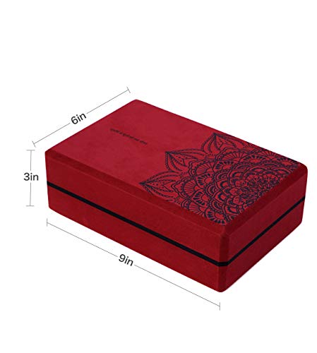 nuveti Non-Slip & High Density Yoga Block set of 2 for Pilates 9"x6"x3" - color: Red
